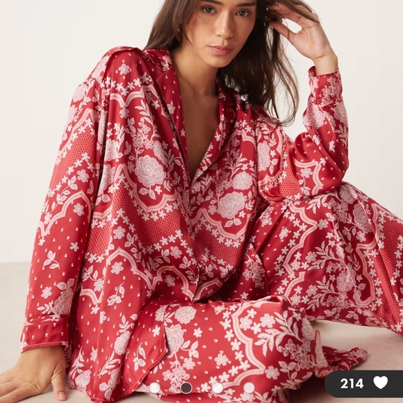 Free  people  Intimately Other - FREE PEOPLE INTIMATELY DREAMY DAYS PJ SET IN CHERRY COMBO